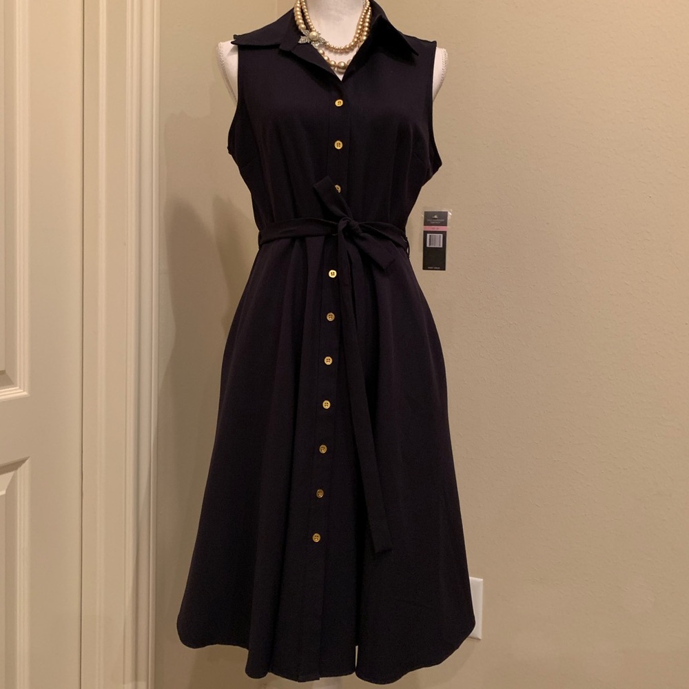 Sharagano Deep Navy Dress NWT Size 10P